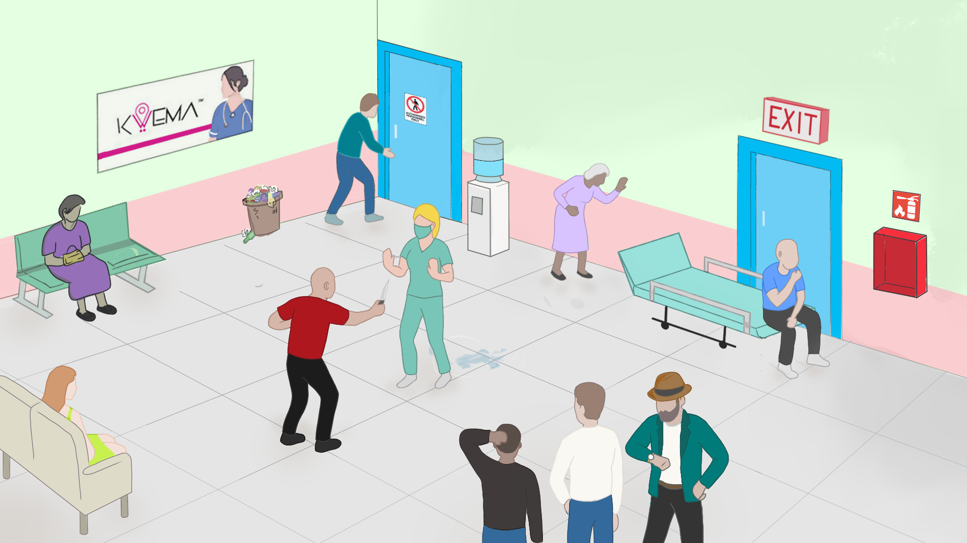 A workplace scene with hidden hazards